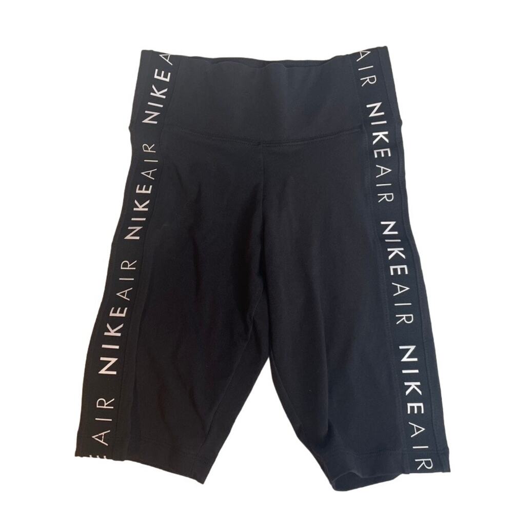 Nike Air Womens High Waisted Biker Shorts Black Logo Taped Athletic XS